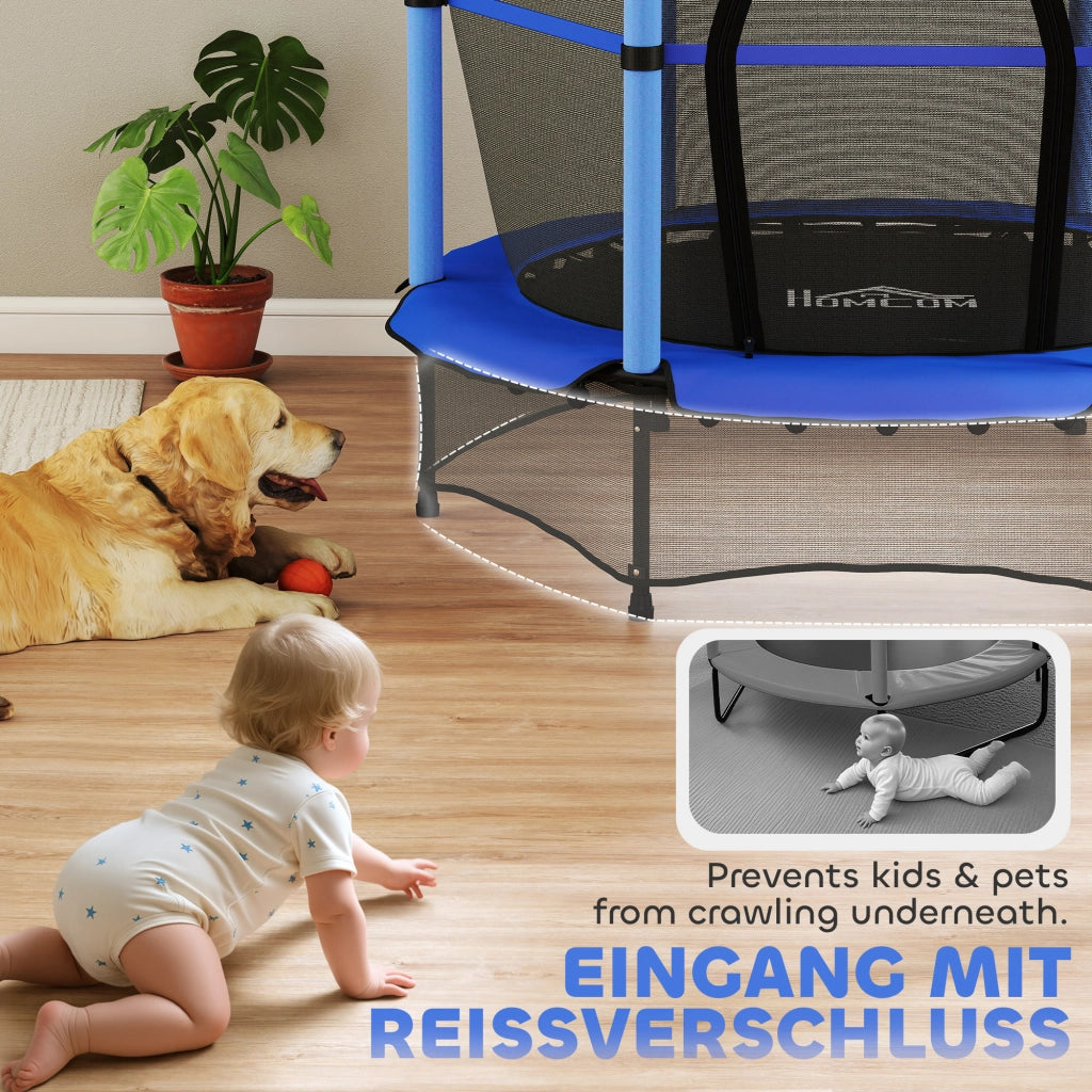 Trampolino per bambini ¨C Minimal ¨C ?140 cm, rete di sicurezza, blu