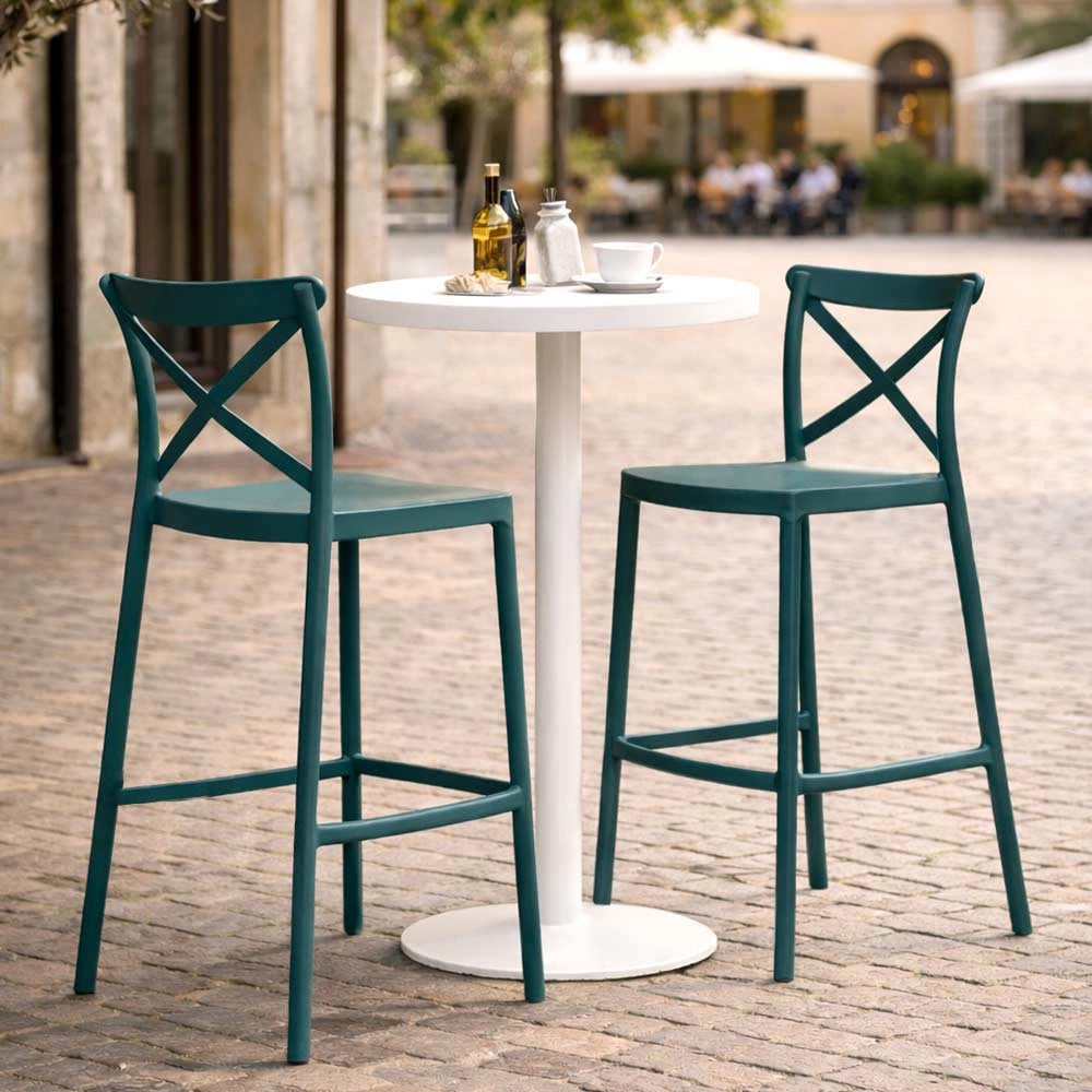 Sgabello da bar in plastica polipropilene verde petrolio sprint h 75 cm