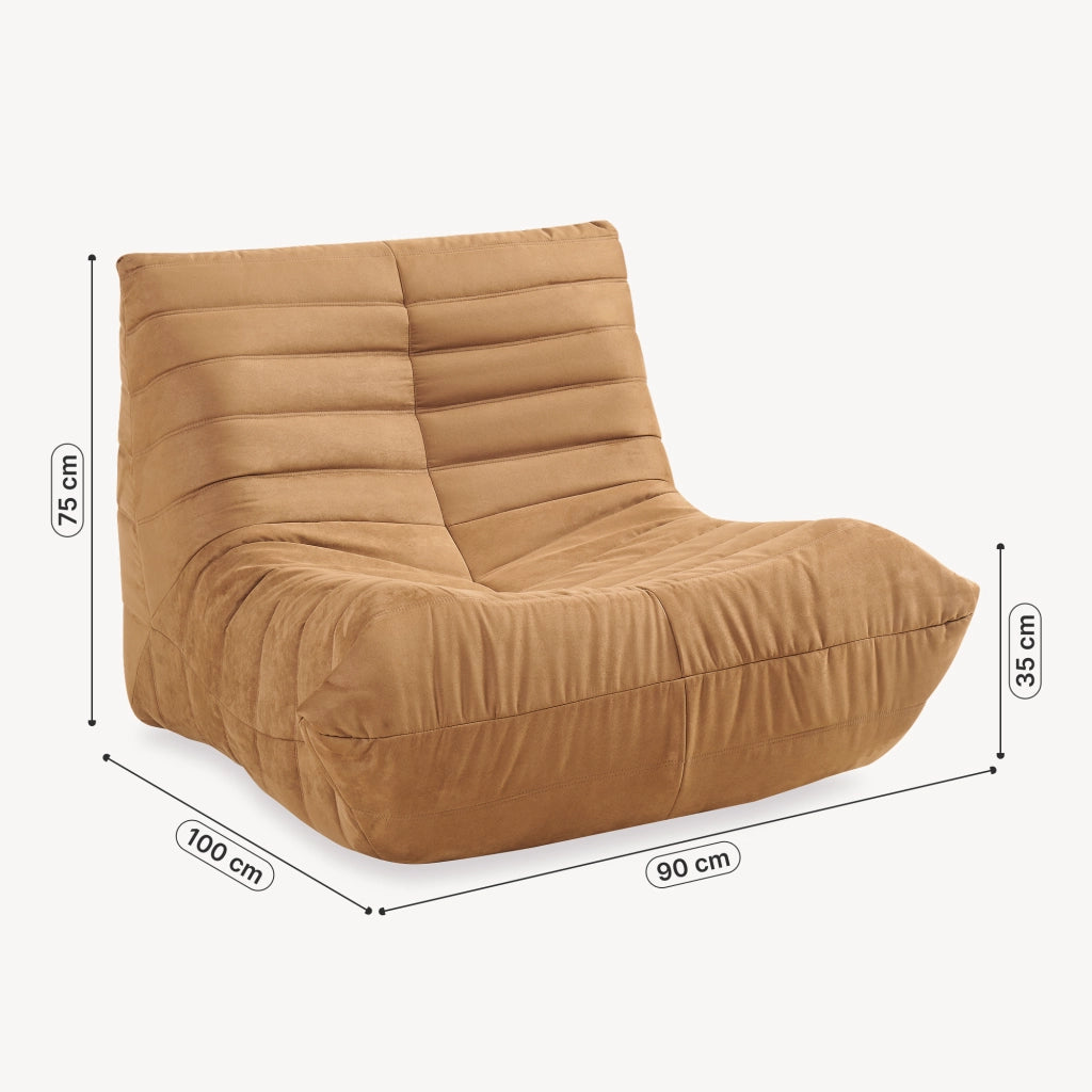 Poltrona Bassa Imbottita Kodsø con Rivestimento in Microfibra 75x90x100 cm - Marrone [en.casa]