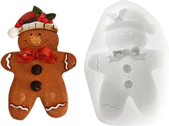 Forma di cioccolato in silicone - Forma di pan di zenzero in silicone per uomo di Natale per decorare torte con fondant - Forma per torta in silicone per decorare pan di zenzero per uomo di Natale con cioccolato e dolci (10 x 7 x 2 cm)