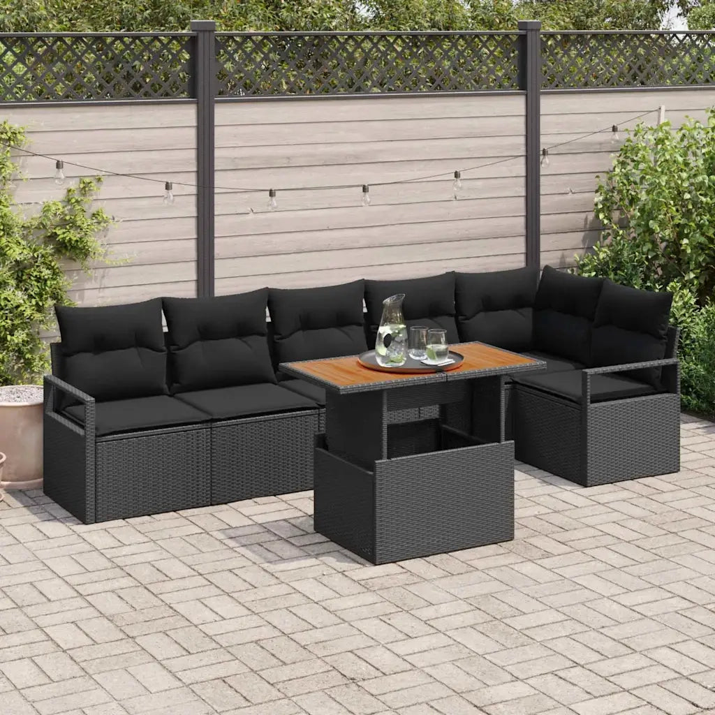Set Divano da Giardino con archiviazione 7 pcs Nero Poly Rattan 3358459