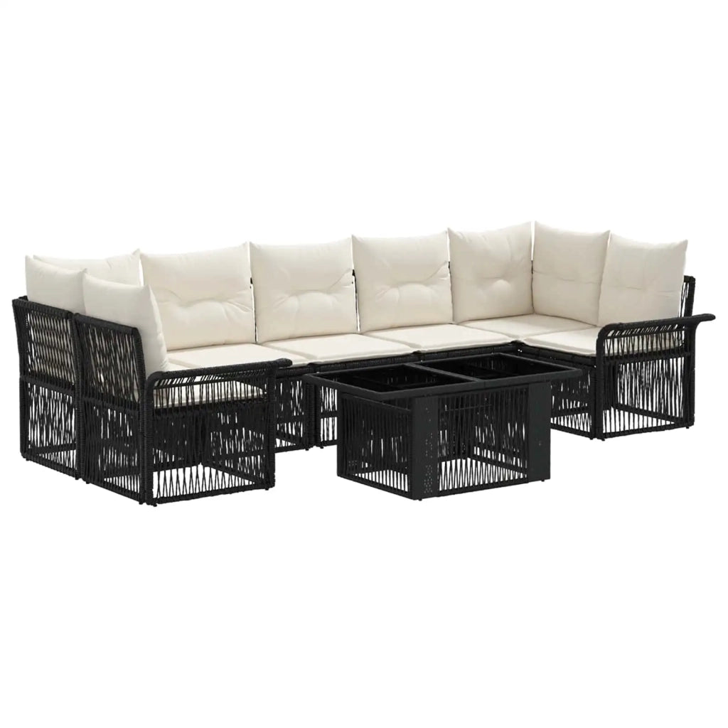 Set Divano da Giardino 8 pz Nero e Bianco Crema polyrattan 3436603