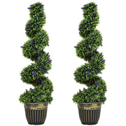 Set 2 Piante Finte Bosso e Lavanda 115cm ¨C zephmum ¨C Verde Blu