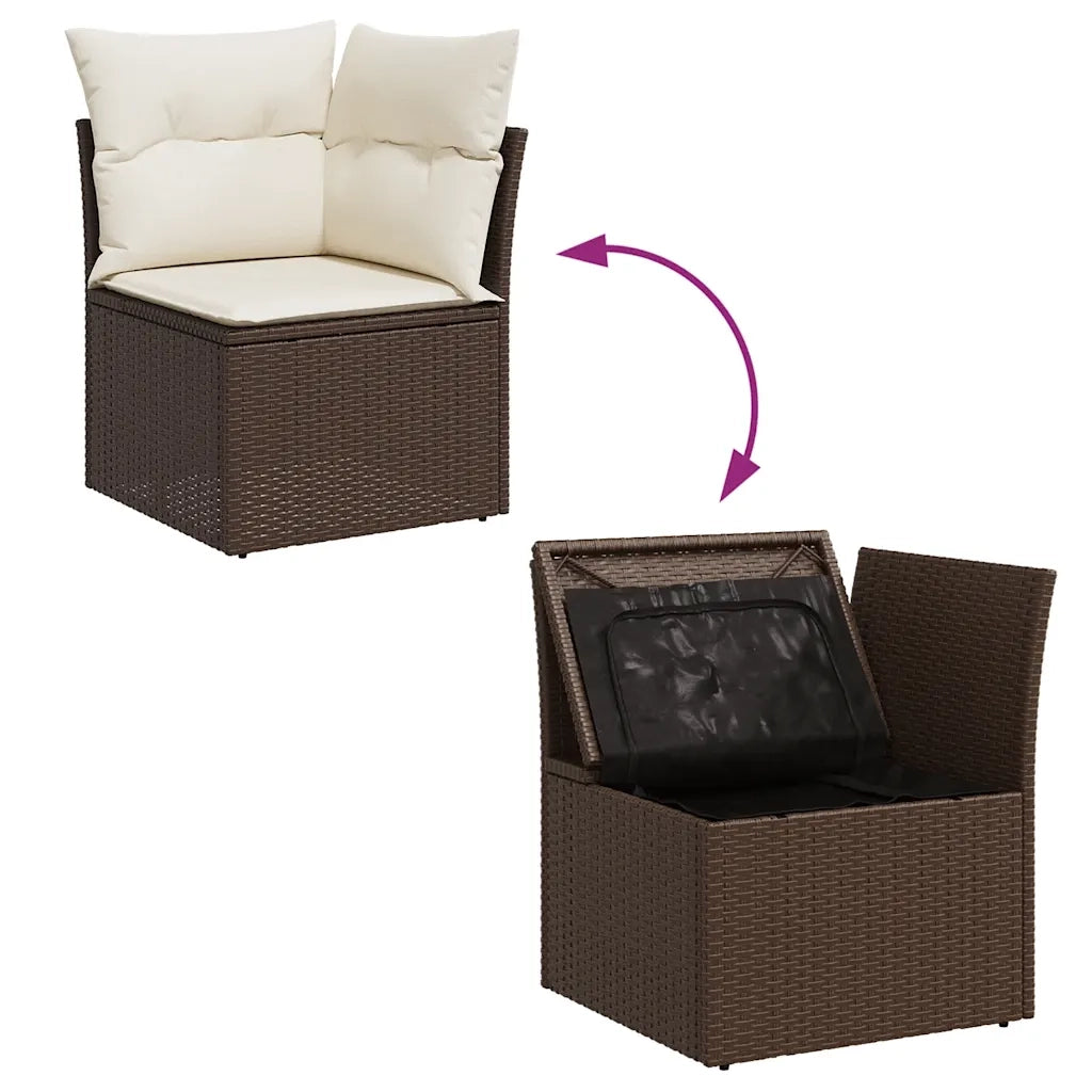 Set Divani da Giardino 8 pz con Cuscini Marrone in Polyrattan 3326604