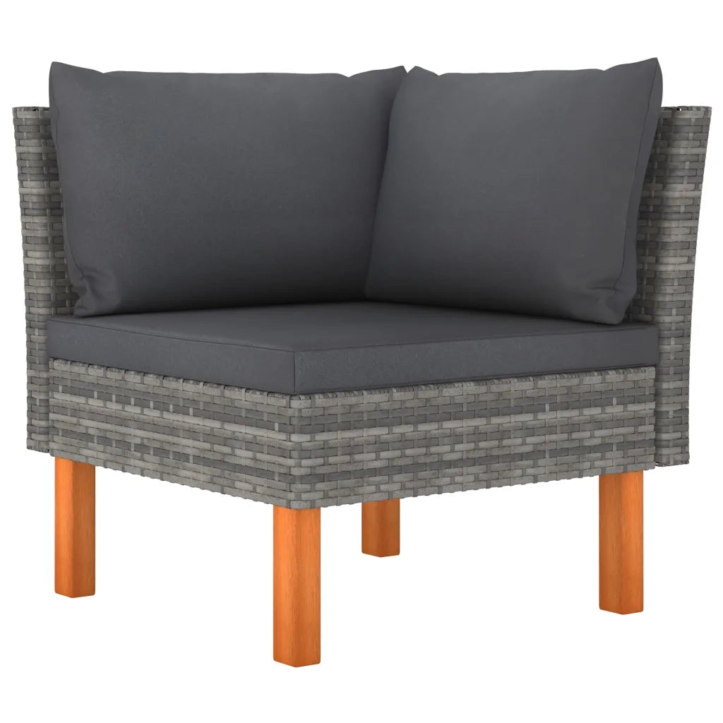 Set Divani da Giardino 7pz Polyrattan Legno di Eucalipto Grigio 3082082