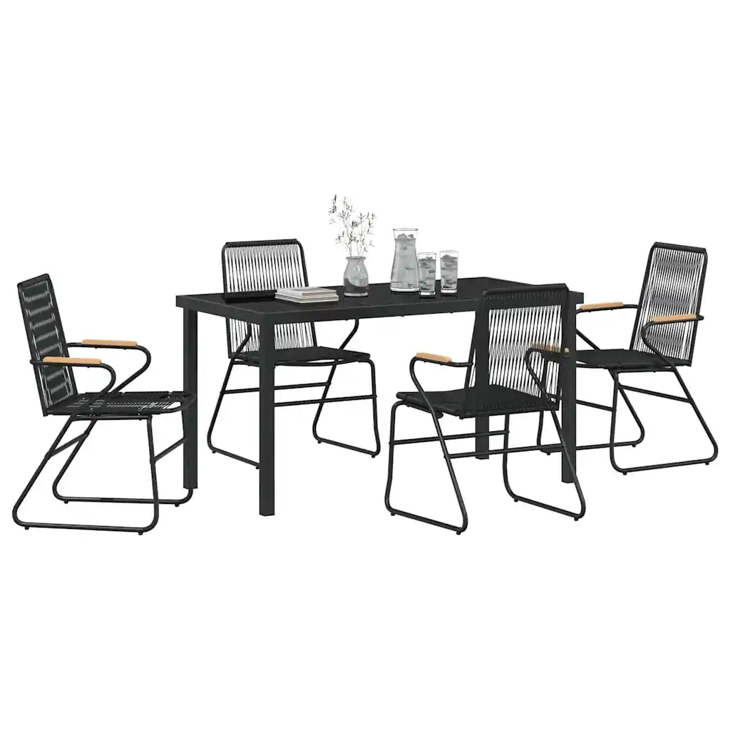 Set da Pranzo per Giardino 5 pcs Nero