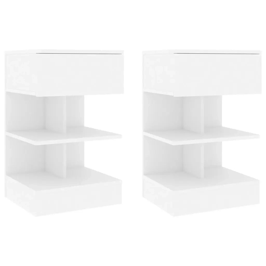 Set di 2 Comodini | Armadio da Notte | Mobiletto da notte Bianchi 40x35x65 cm in Legno Ingegnerizzato