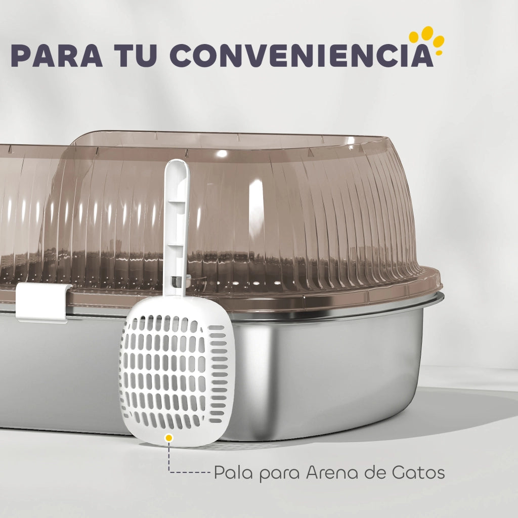 Arenero per Gatti Coperto con Vassoio Acciaio Inossidabile ¨C zephmum ¨C Grigio