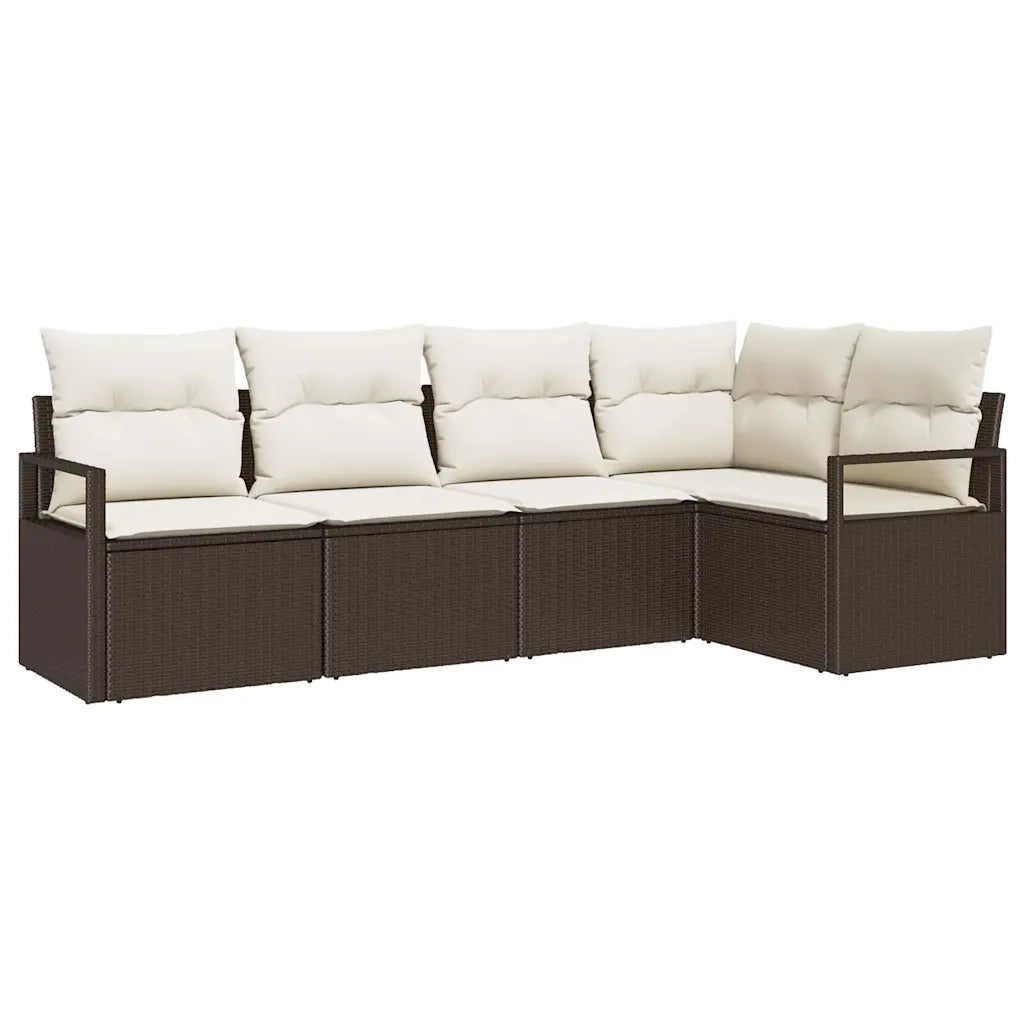 Set Divano da Giardino 5 pcs Marrone e bianco polyrattan 3355047
