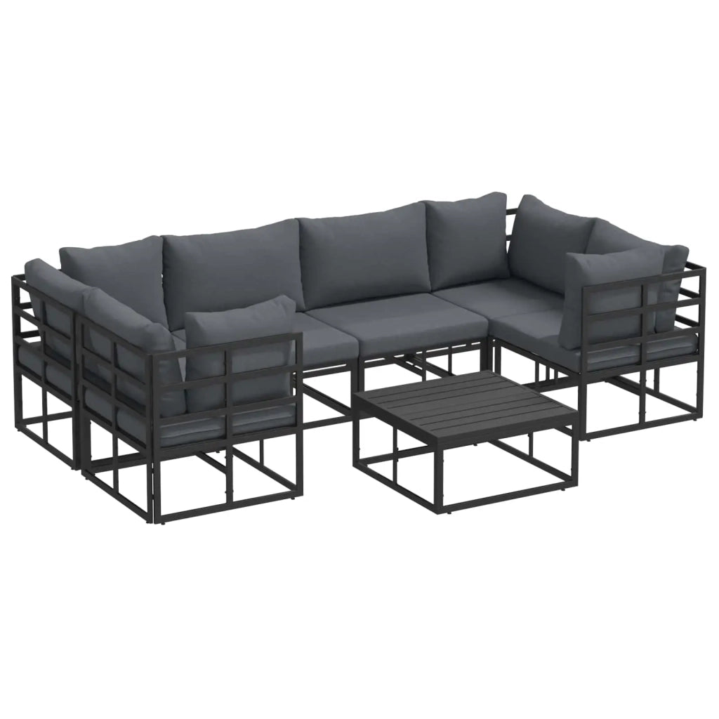 Set Divano da Giardino con cuscino 7 pcs Nero Alluminio 3378945