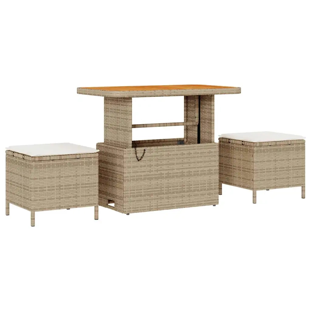 Set Divano da Giardino 9 pcs Beige polyrattan