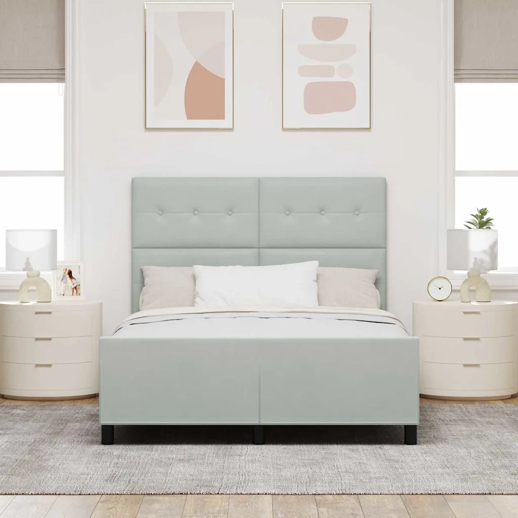 Letto a molle con testiera Grigio chiaro 140 x 190 cm Velluto 3344939