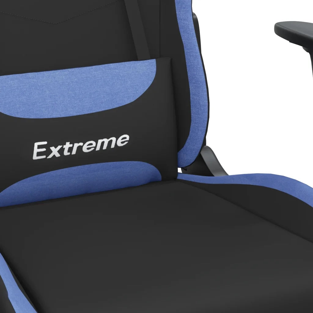 Sedia da Gaming con Poggiapiedi Nero e Blu in Tessuto 3143729