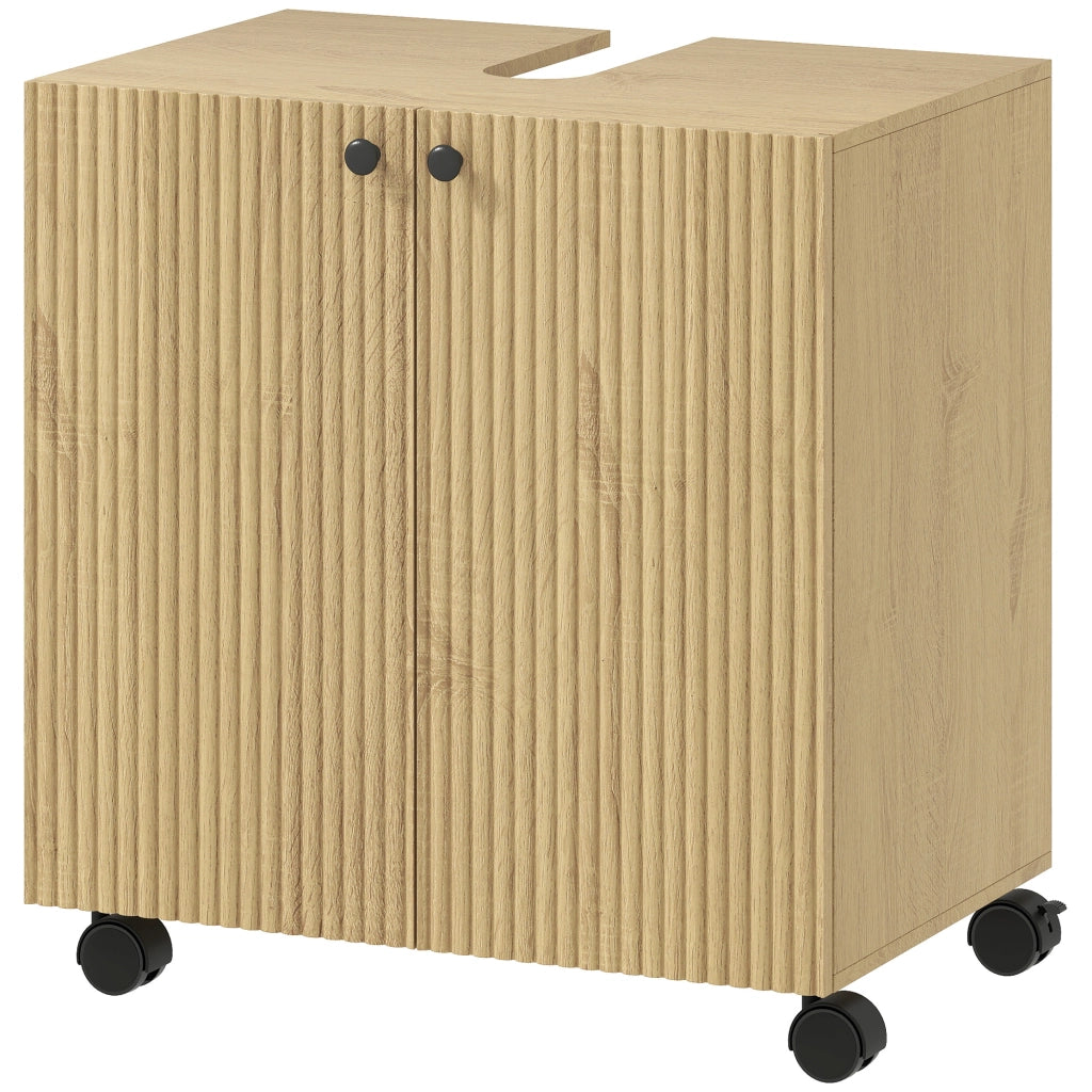 Mobiletto Sottolavabo con Ripiani e Ruote ¨C Minimal ¨C Legno