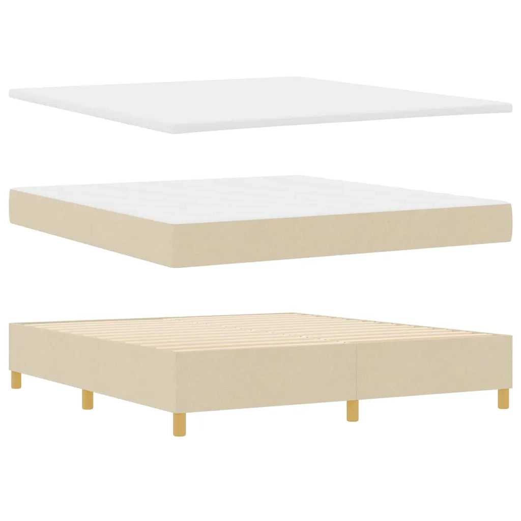 Letto a molle con strisce LED Crema 180 x 200 cm Tessuto 3343712