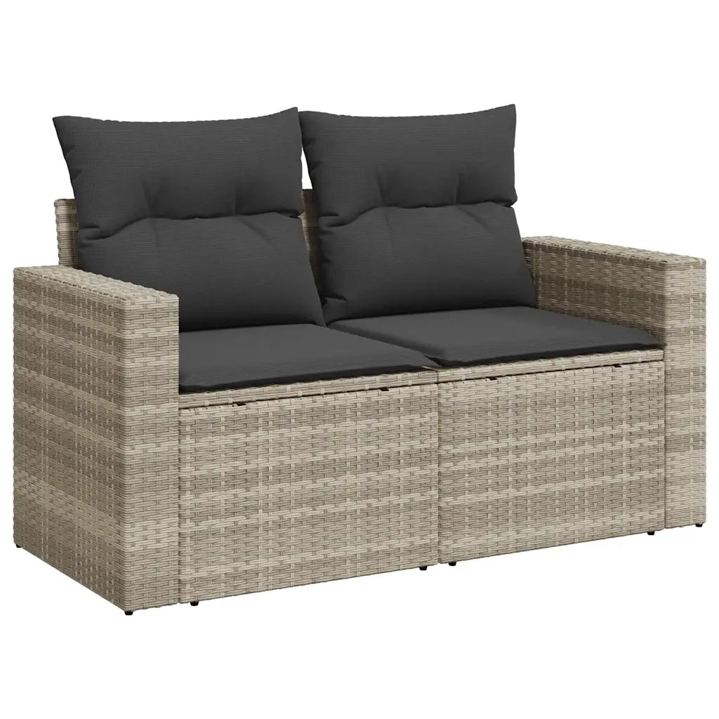 Set Divano da Giardino 9pz con Cuscini Grigio Chiaro Polyrattan 3326293