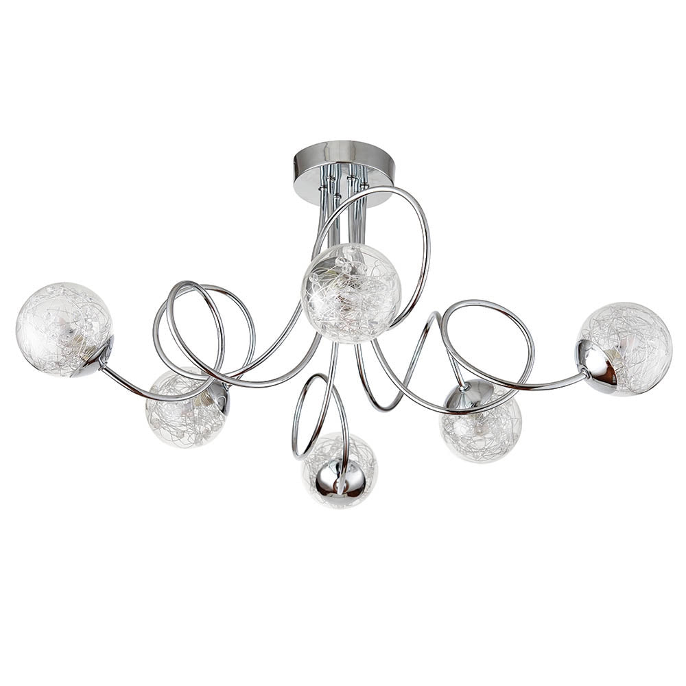 Plafoniera cromata Auria Endon 6 luci G9 dimmerabile