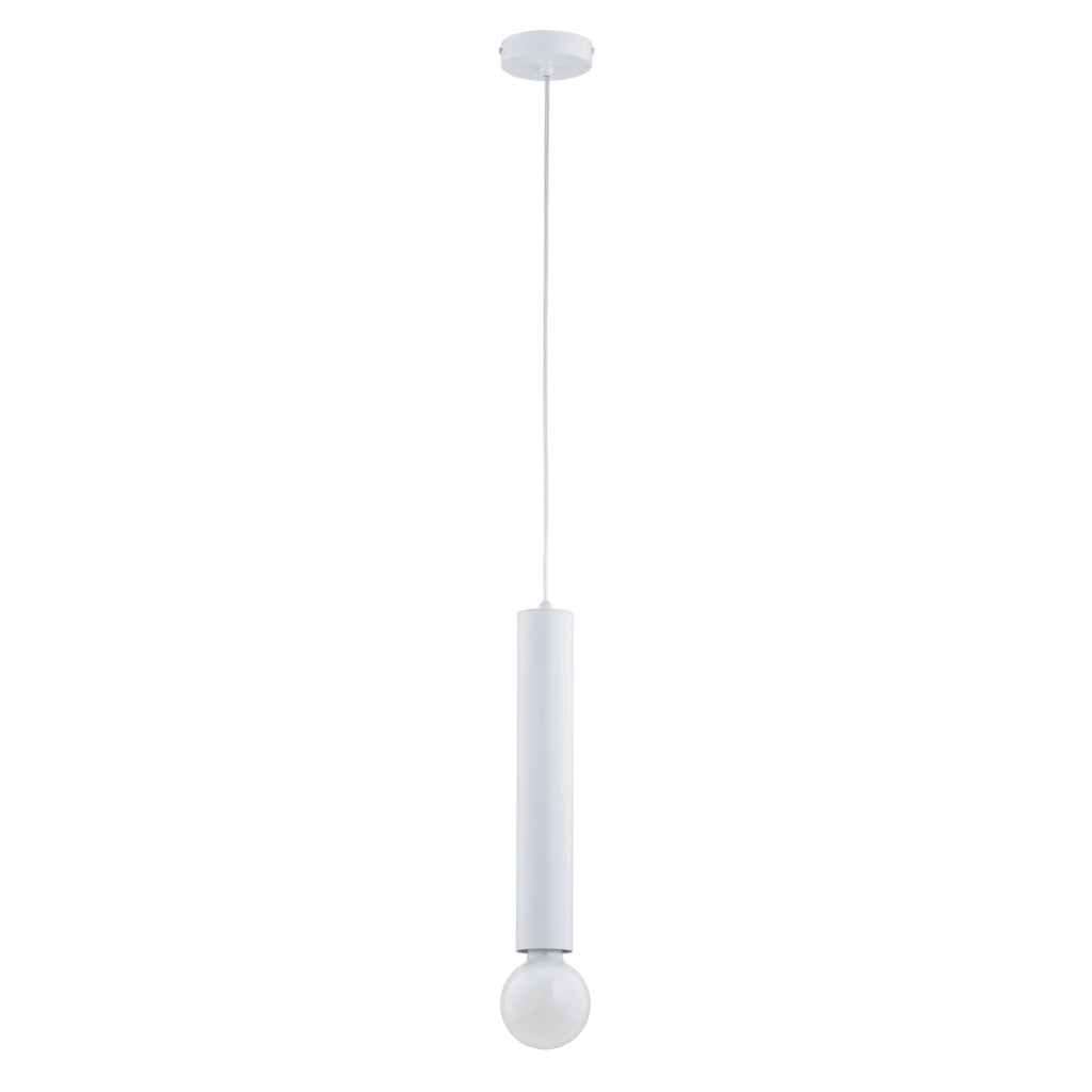 Lampada a sospensione minimal bianca tubo E27 15W Alfa