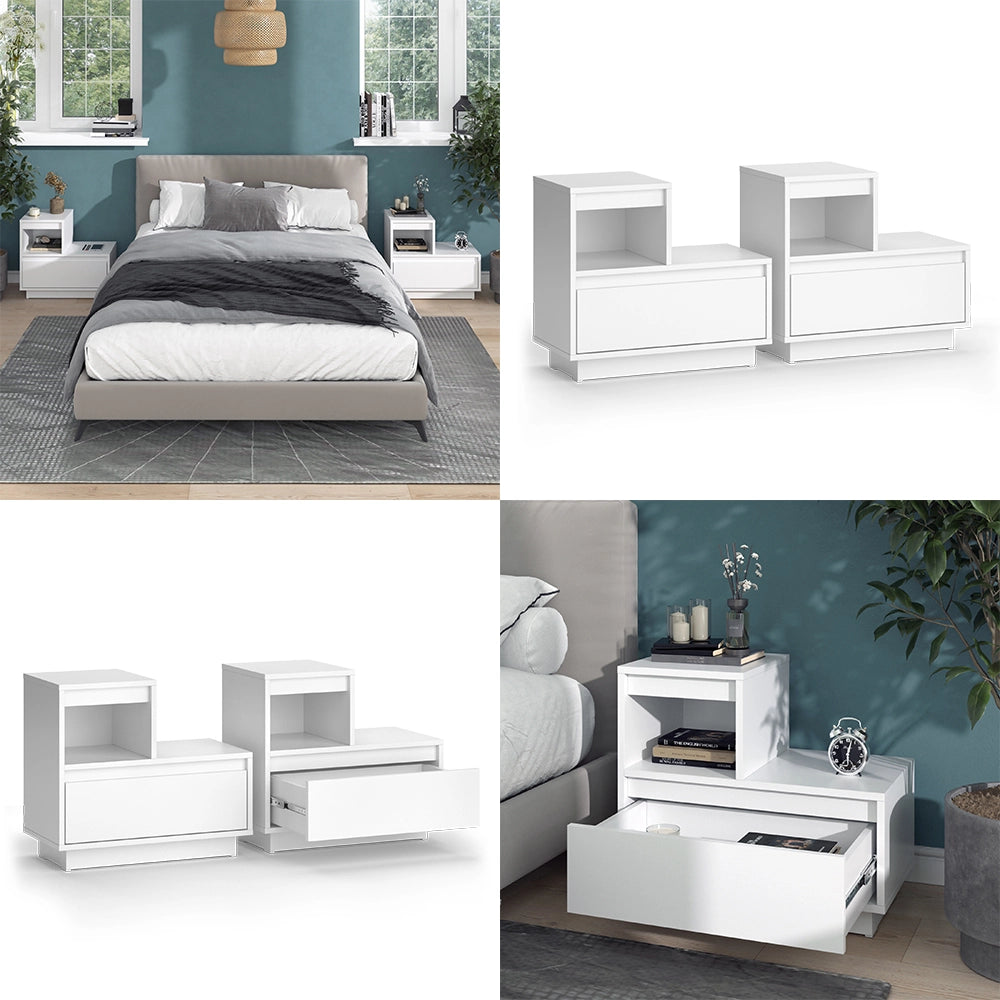 Vicco Comodino Bianco 59.4 x 53.2 cm Set di 2