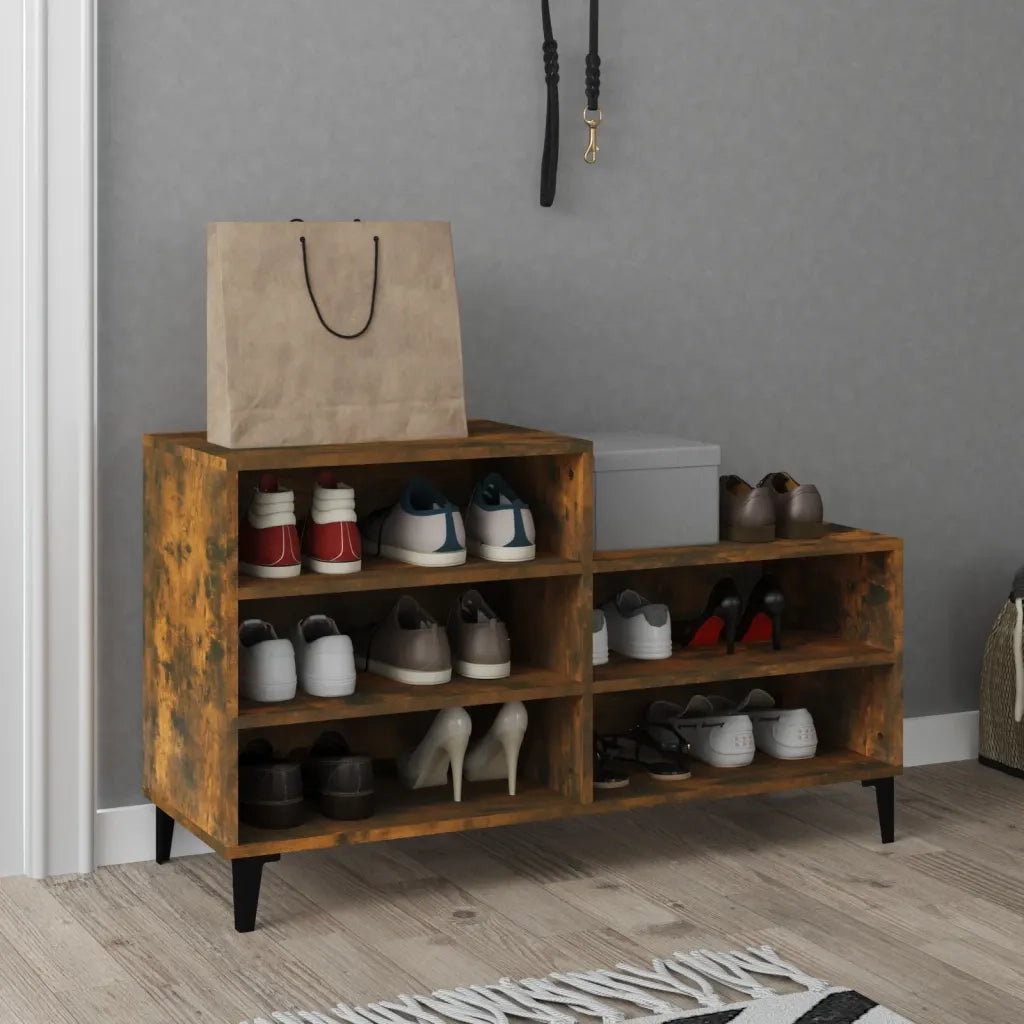 Scarpiera-Scaffale per scarpe Rovere Fumo 102x36x60 cm in Legno Multistrato 937288