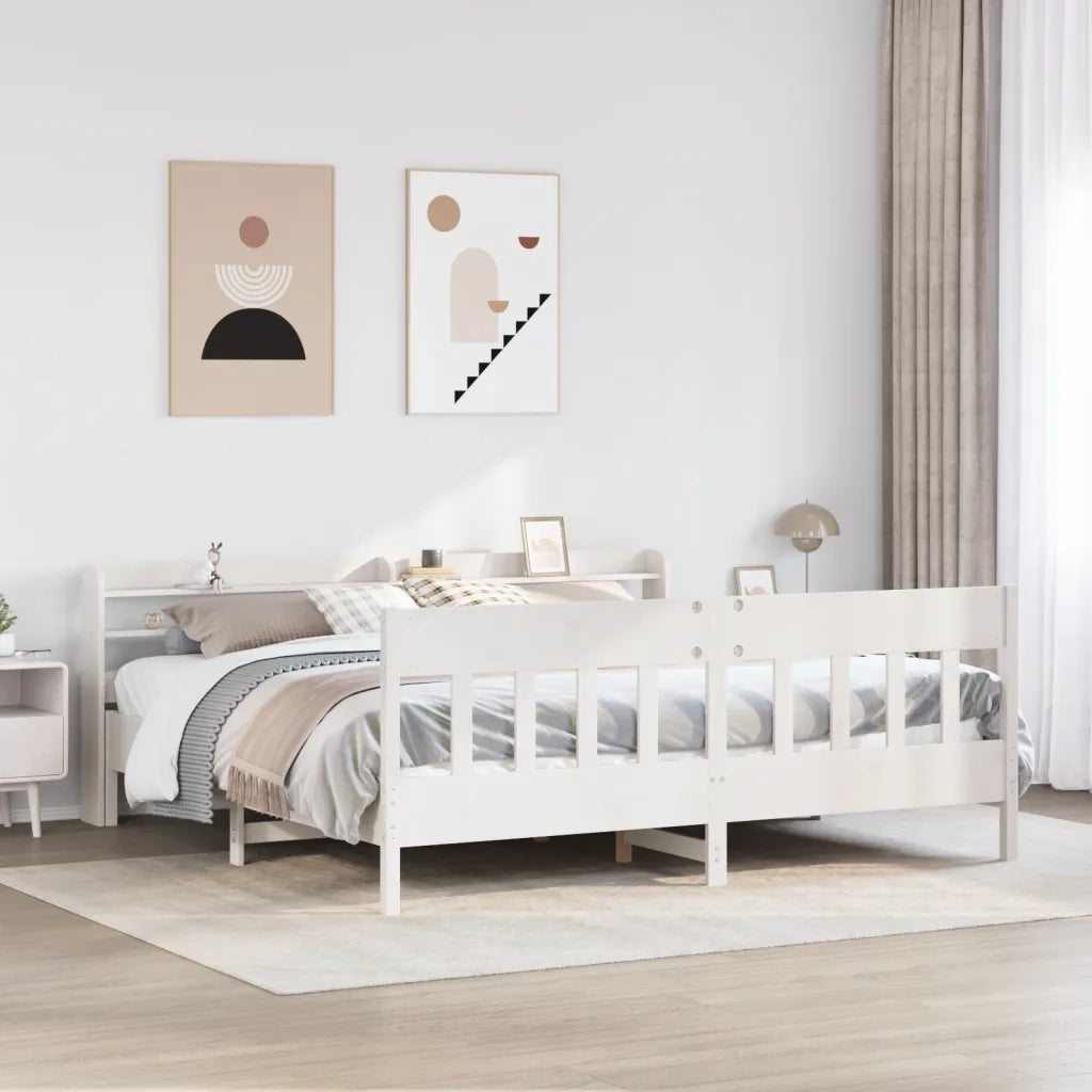 Letto senza Materasso-Struttura Letto Bianco 180x200 cm Legno Massello di Pino 925885