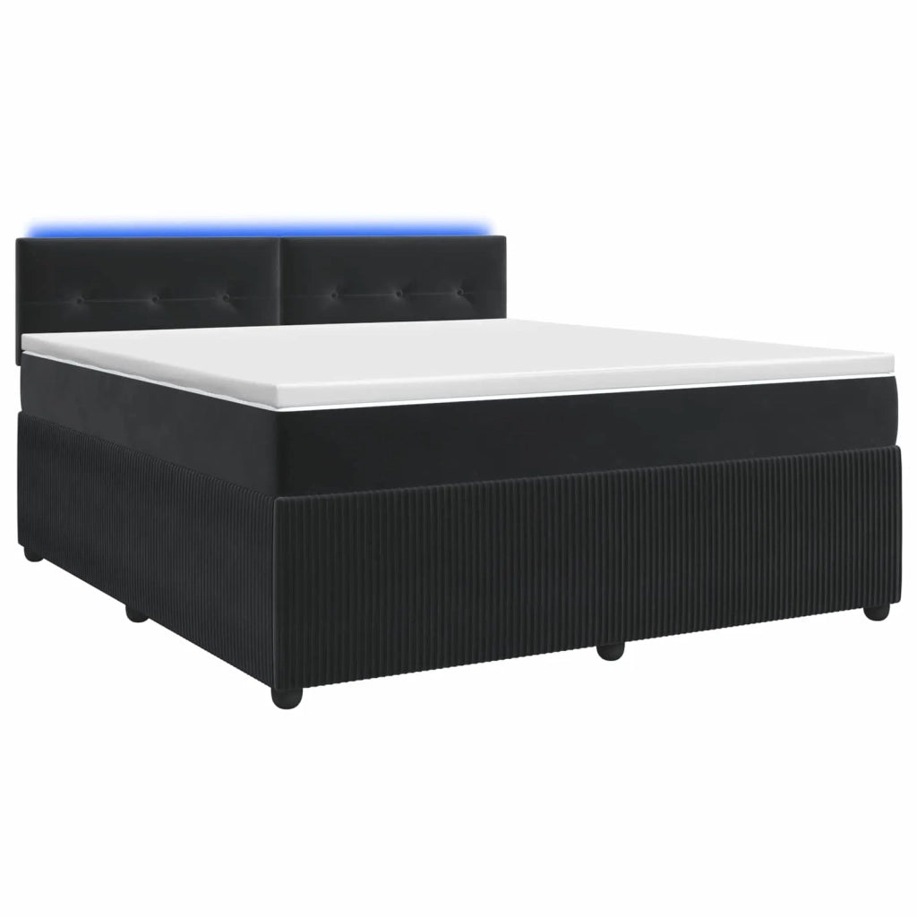 Letto box spring con materasso Nero 160 x 200 cm Velluto 3453175
