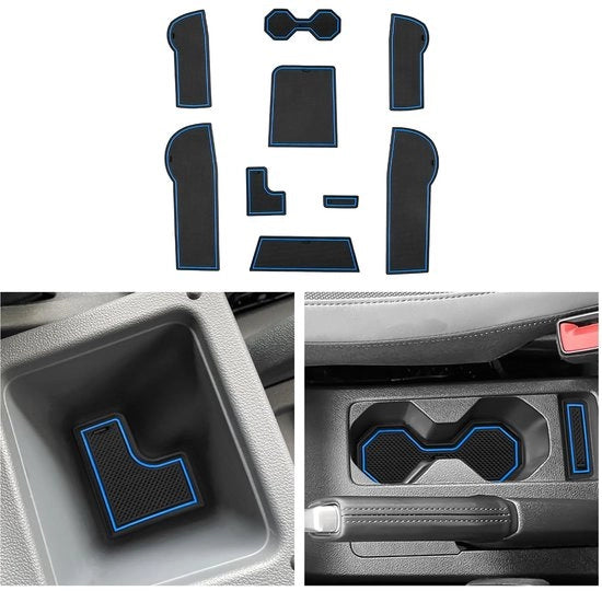 Accessori per VW T-Cross 2018-2023 2024, Tappetini in gomma per console centrale Antislip T Cross 2024, Ombrello per bicchiere Antislip, Tappetino in gomma per braccio T Cross 2024 (Blu)