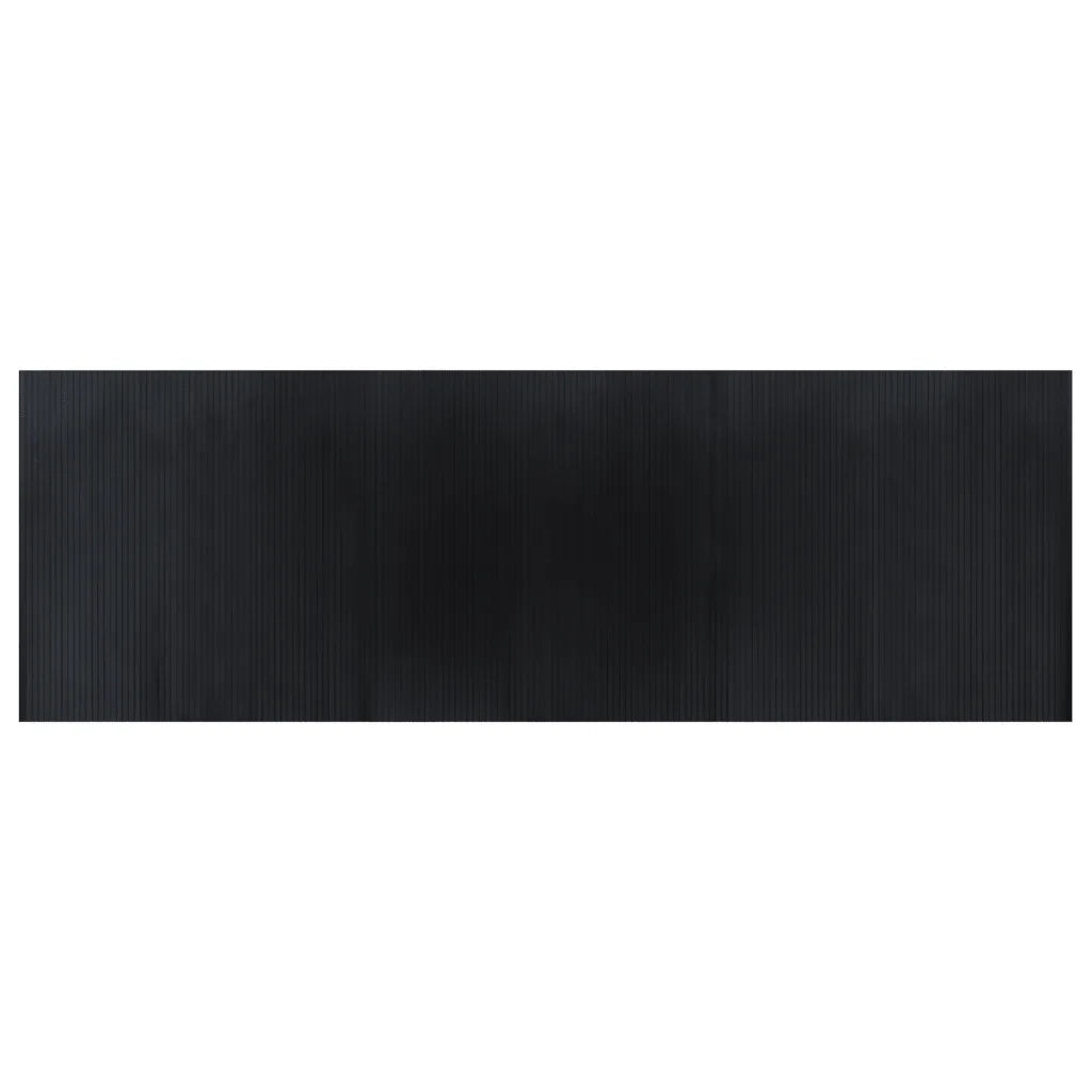 Tappeto Rettangolare Nero 100x300 cm in Bambù 376810