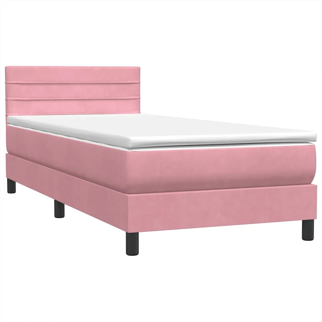 Letto a Molle con Materasso e LED Rosa 90x210 cm Velluto 3316964