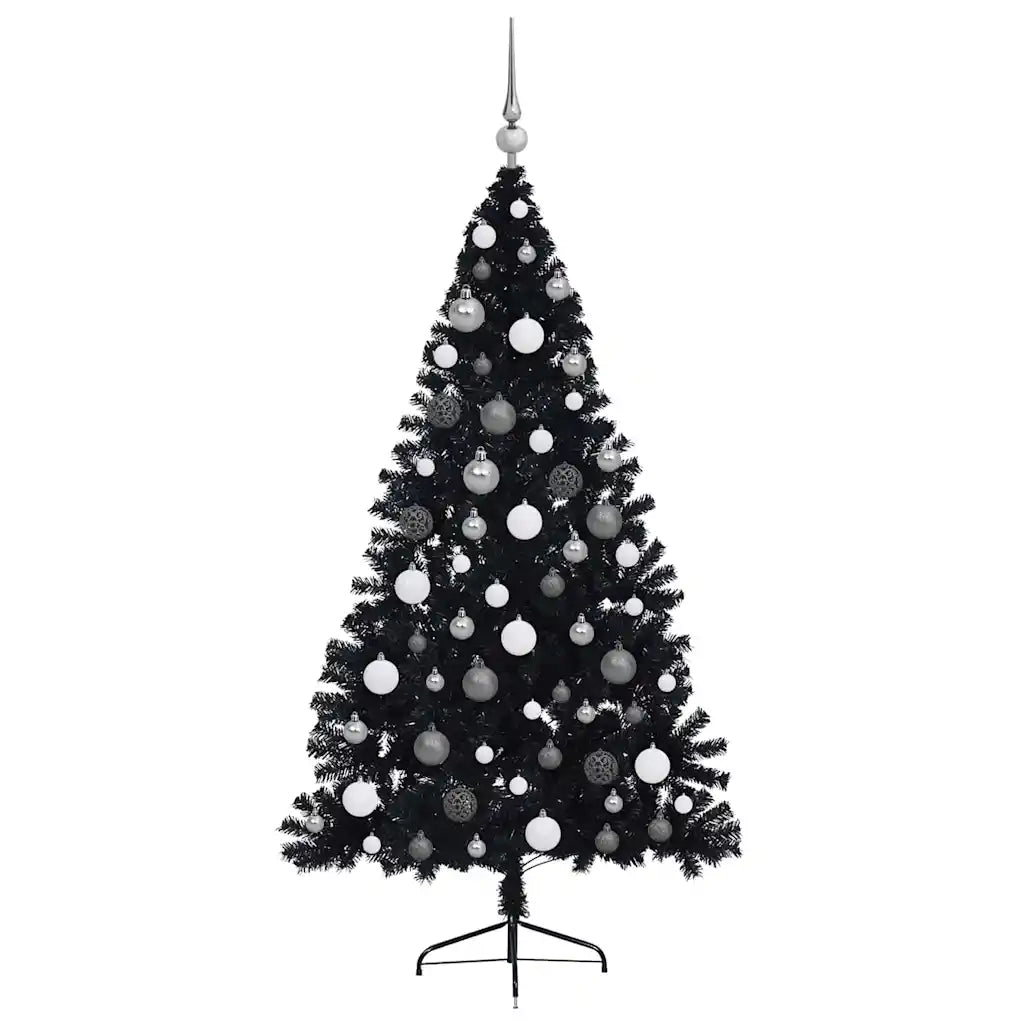 Albero di Natale artificiale con luci integrate Nero 180 cm PVC 3397140