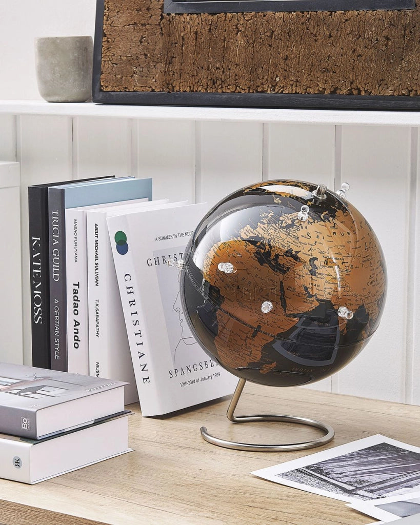 Globo Decorativo mappamondo Rame Nero 25 cm Moderno con Magneti