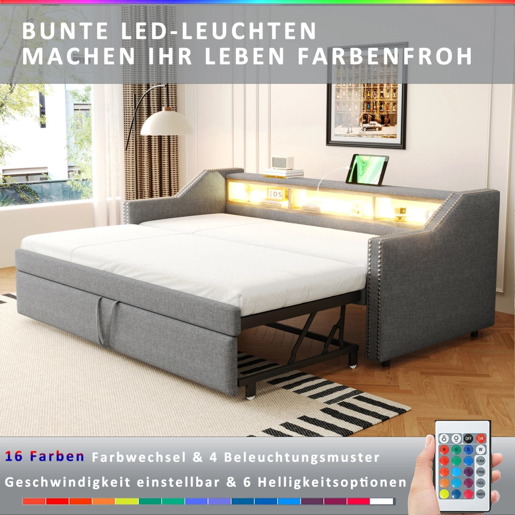 Letto divano estraibile tessuto di iuta 180x190 cm