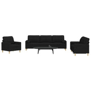 Set Divani 3 pz con Cuscini Decorativi Nero in Tessuto 3278307