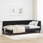 Cornice del letto ad angolo Nero 90 cm x 190 cm Velluto