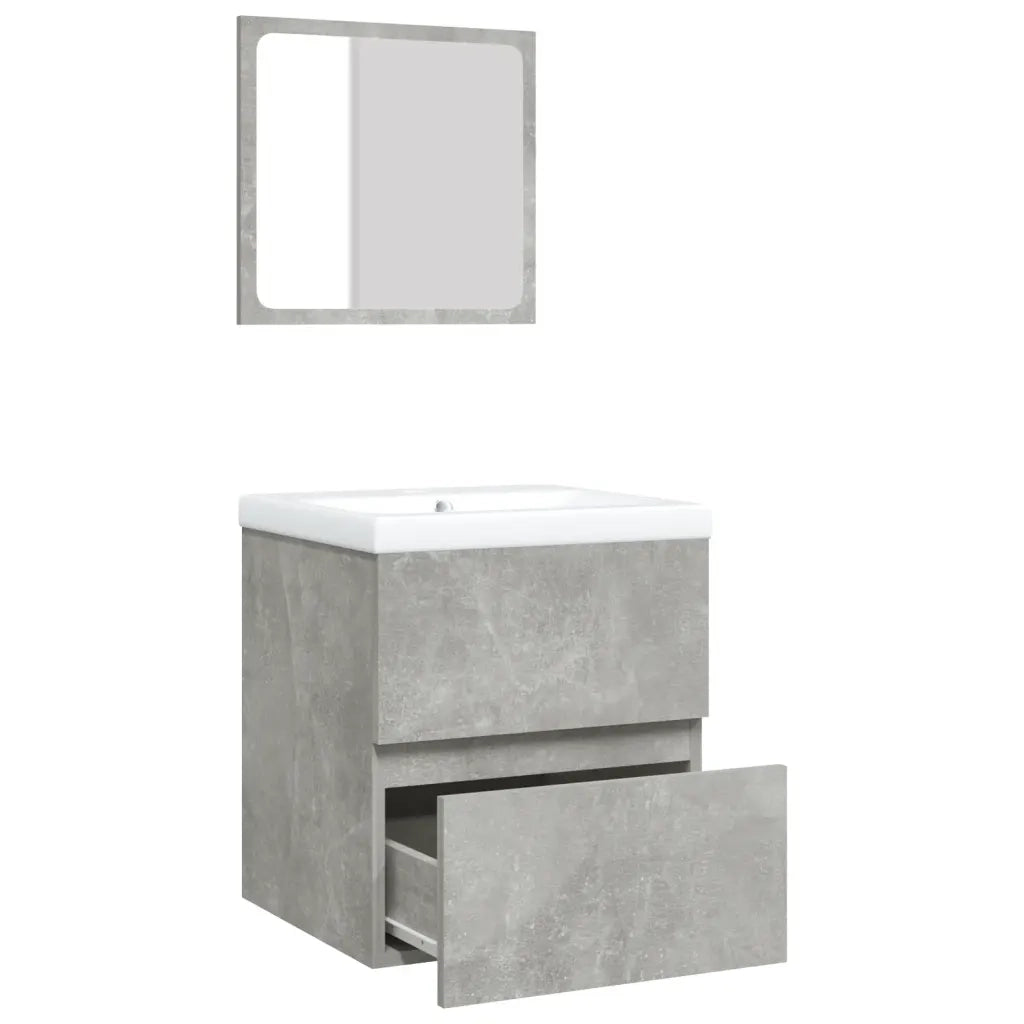 Mobile da Bagno con Lavabo e Specchio Grigio Cemento
