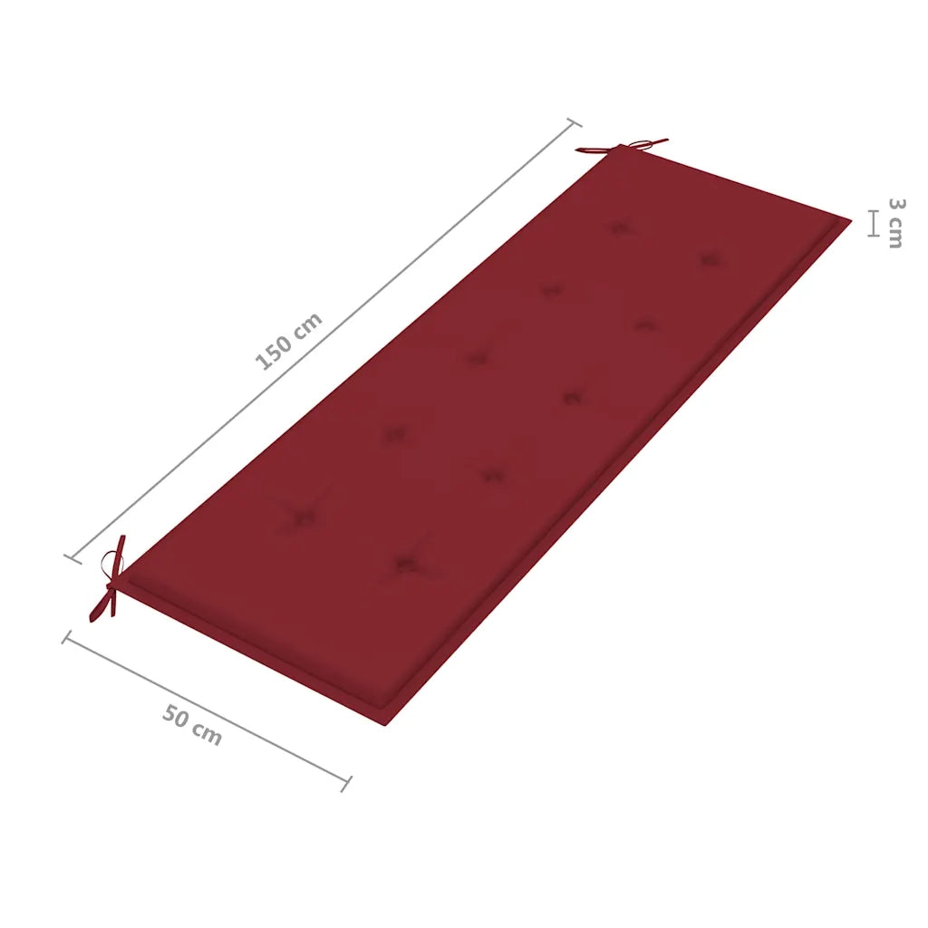 Panchina da Giardino 3 Posti e Cuscino 150cm Massello Eucalipto 3061005