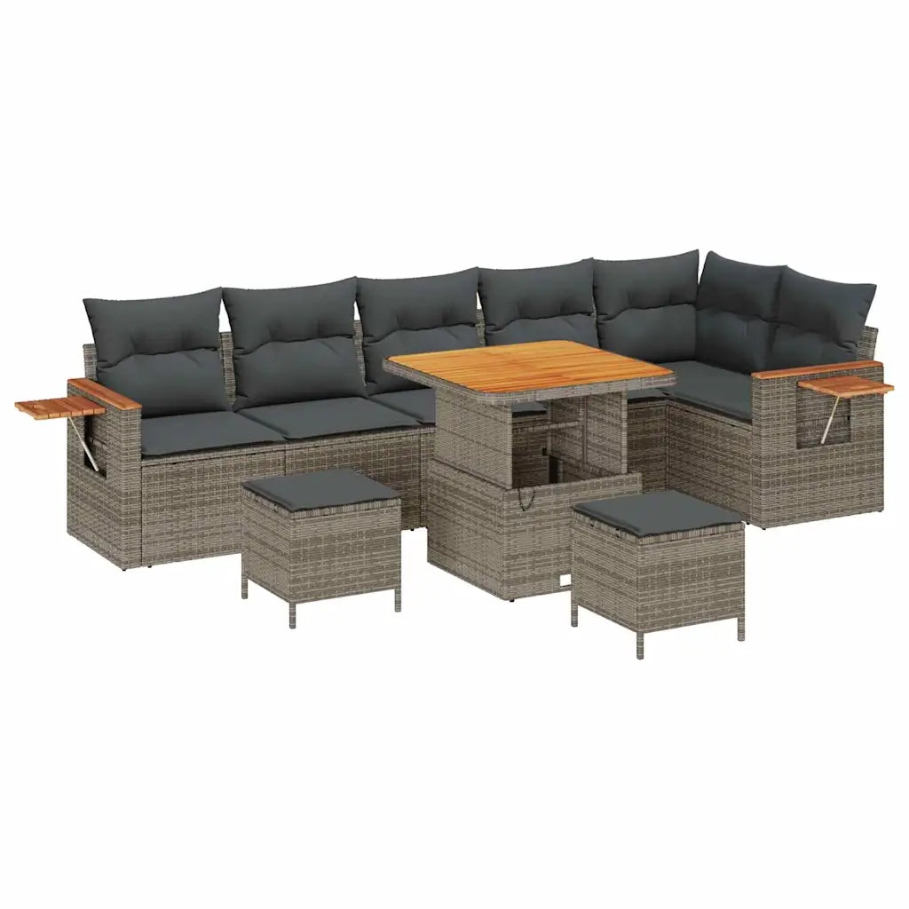 Set Divano da Giardino con cuscino 11 pcs Grigio polyrattan 3365143