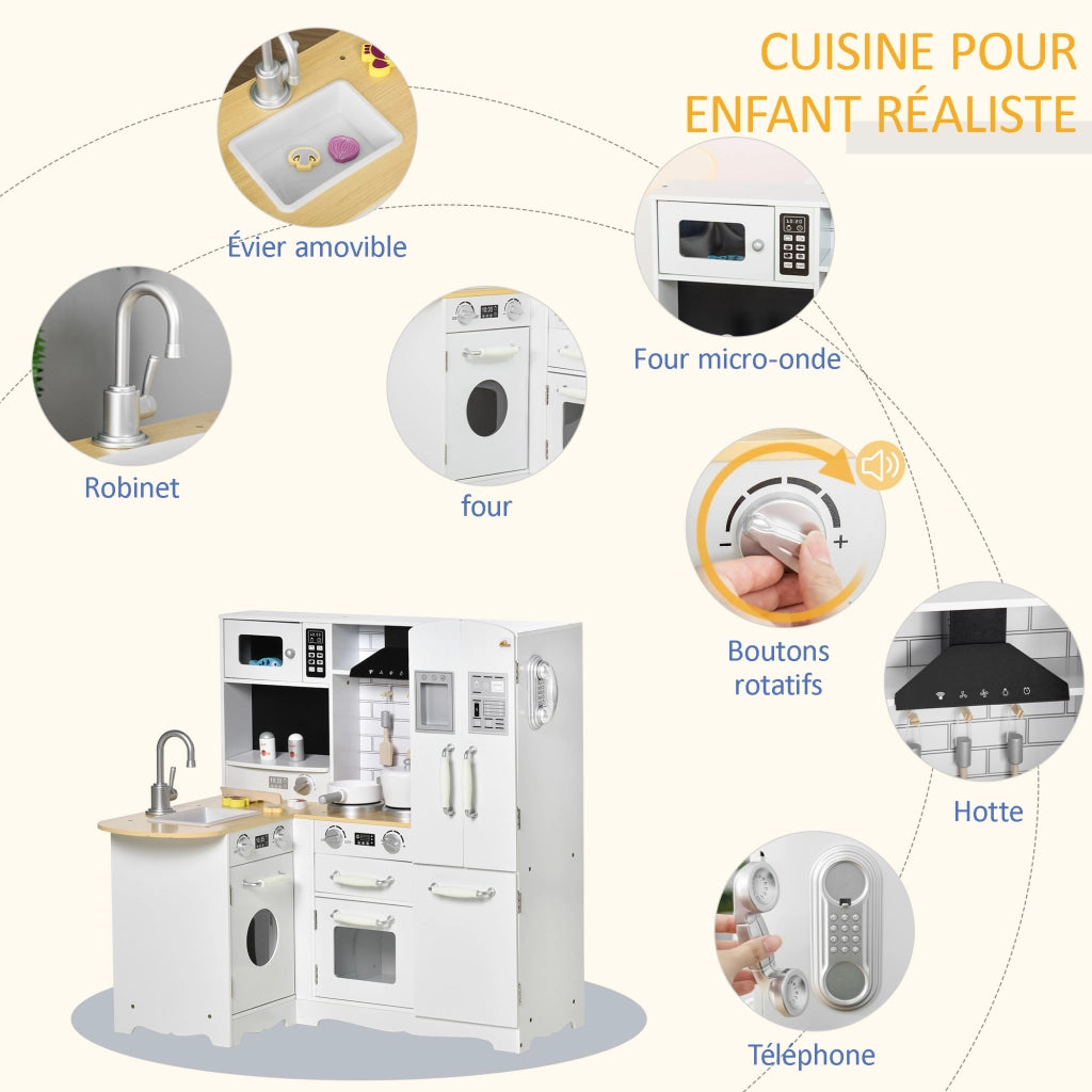 Cucina Giocattolo per Bambini 3-6 Anni con Accessori ¨C Minimal ¨C Bianco