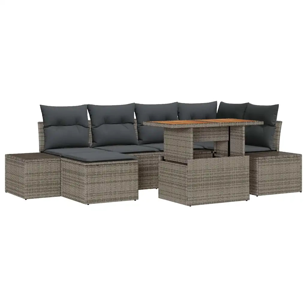 Set Divano da Giardino 7 pcs Grigio Poly Rattan 3358722