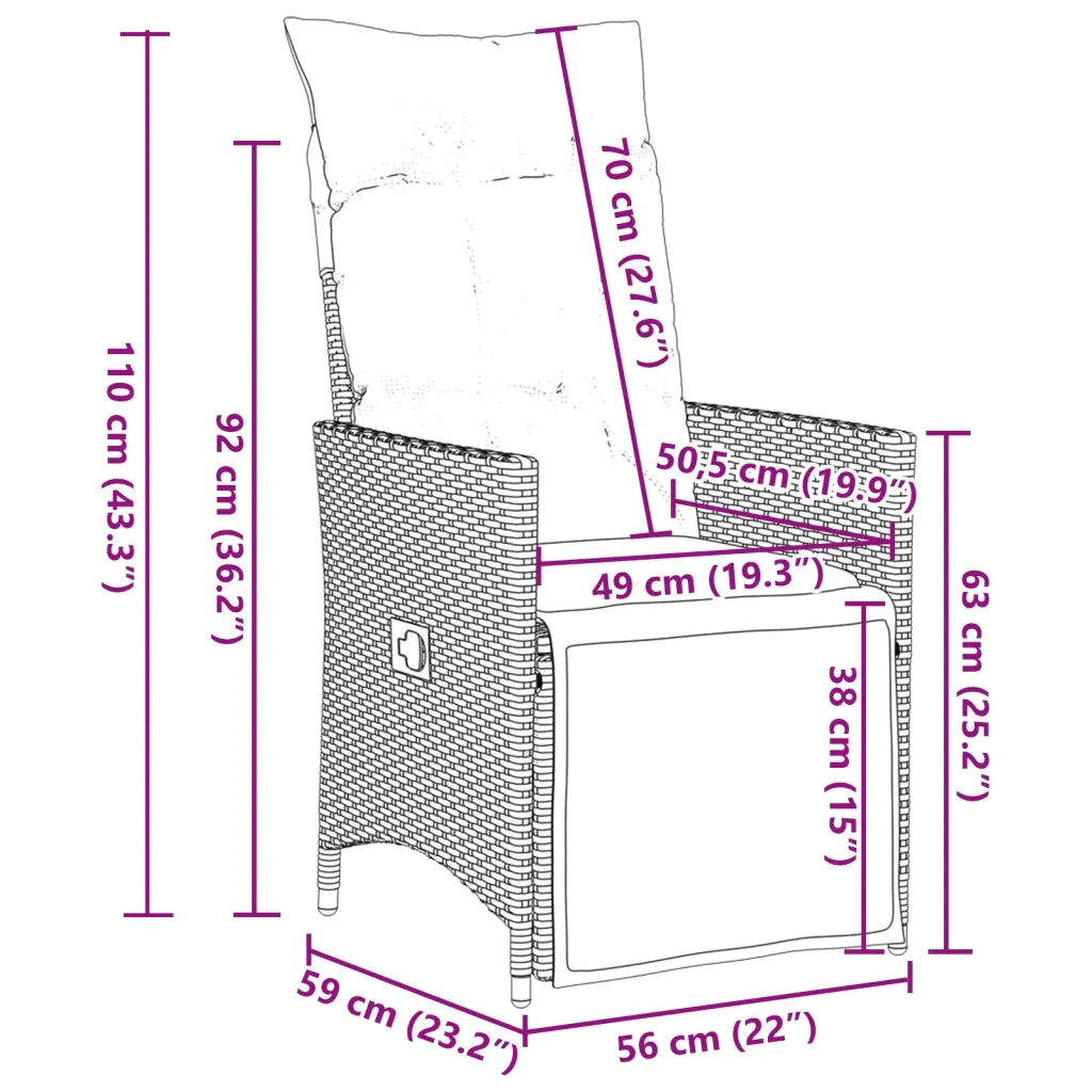Set Bistrò da Giardino 3 pz con Cuscini in Polyrattan Grigio 3276893