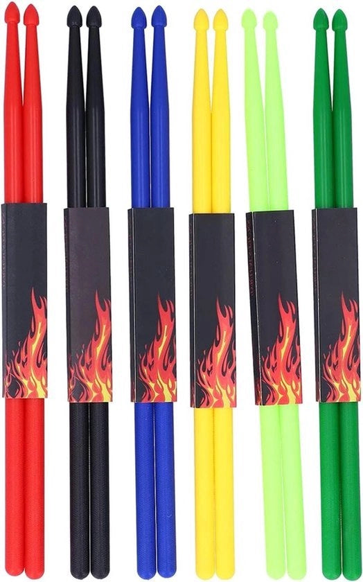 Drumstick Sostenibile in Nylon - Professionale - Manico Antiscivolo - 42cm - Per Batteria - Nero Rosso Drumstick, Adatto a Tutti i Modelli