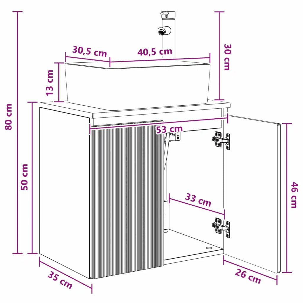Mobile Lavabo | Armadio Lavabo da Parete Grigio Cemento 53 x 35 x 63 cm