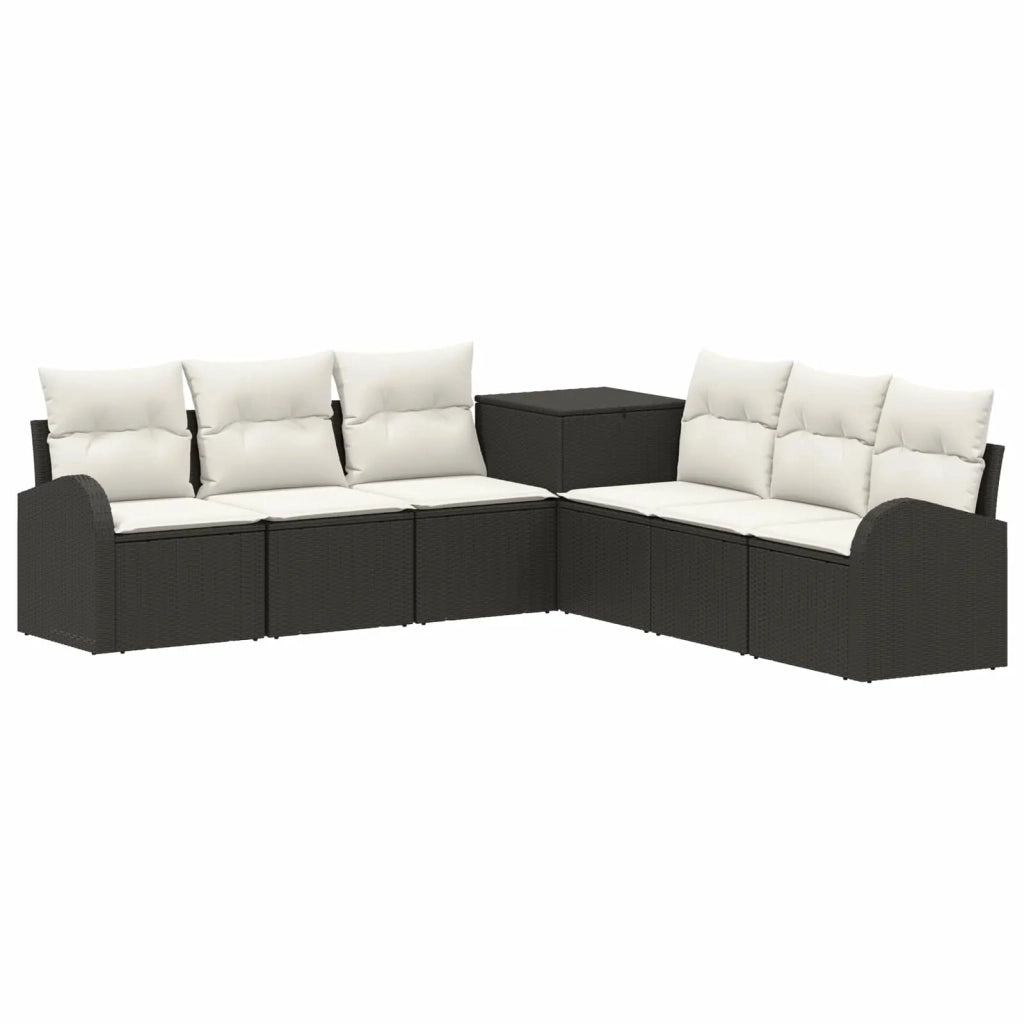 Set di divani 7 pz Nero e Bianco Crema 3448695