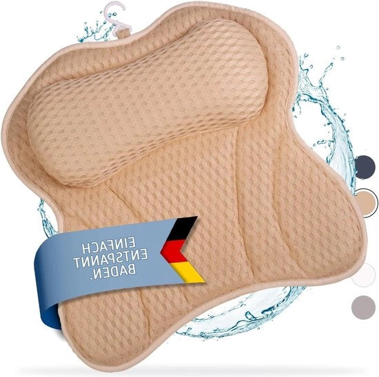 Cuscino da bagno premium con supporto per la testa e il collo - cuscino ergonomico per la doccia - bianco