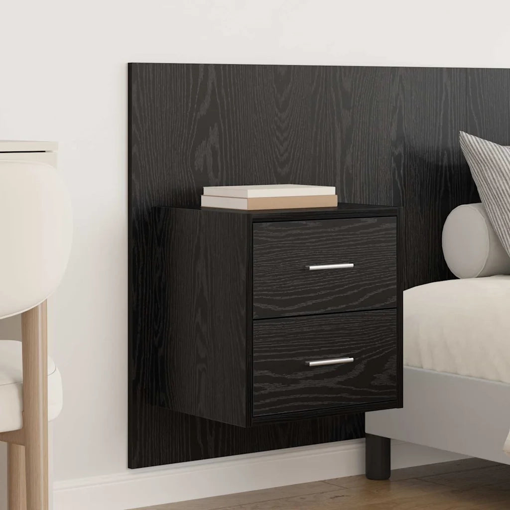 Testiera | Testata con Comodino 3 pcs Rovere Nero Legno multistrato