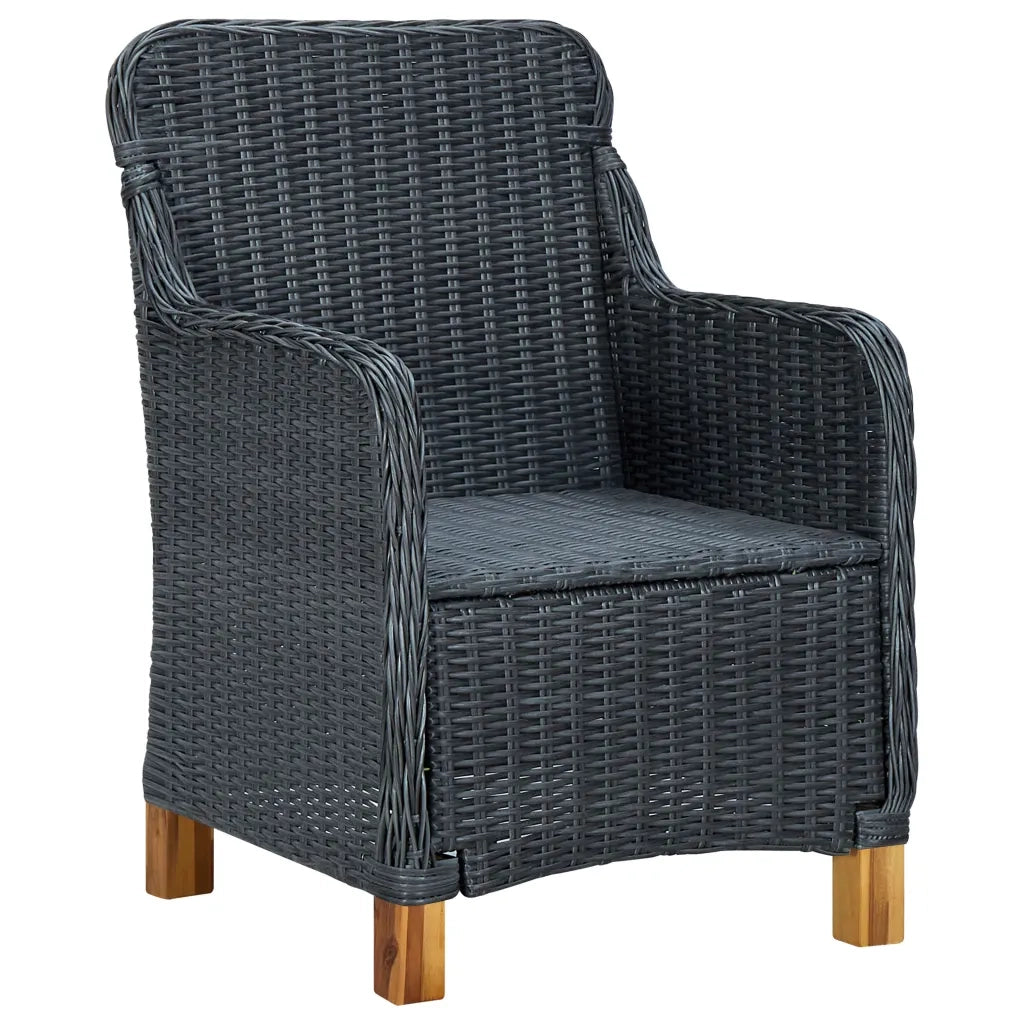 Set da Pranzo da Giardino 9pz e Cuscini Polyrattan Grigio Scuro 3060170