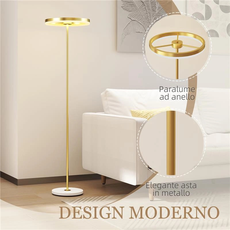 LAMPADA DA TERRA MODERNA CON LUCE DIMMERABILE CON INTERRUTTORE A PEDALE E 3 LUMINOSITÓ, ORO