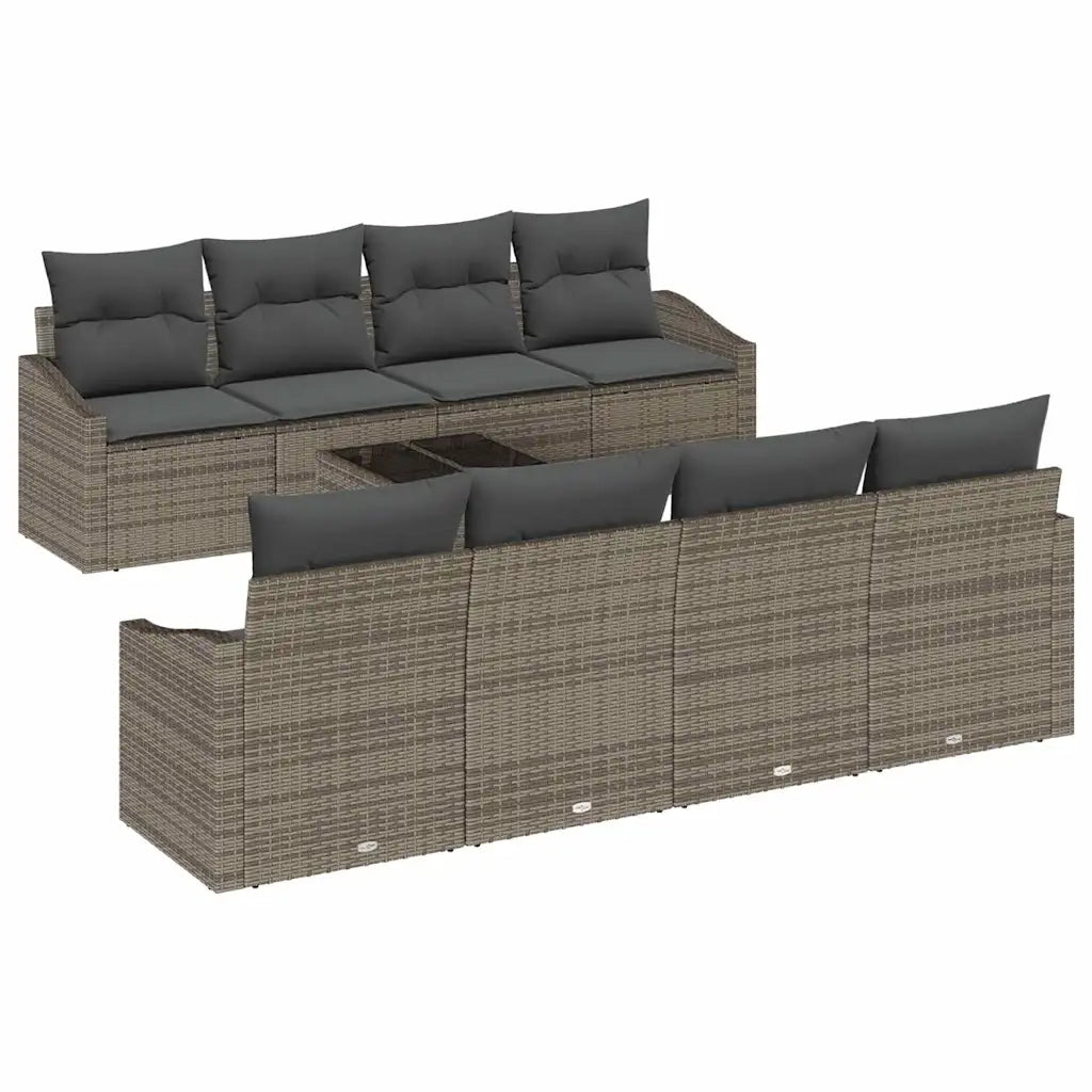 Set di divani con cuscino 7 pcs Grigio polyrattan