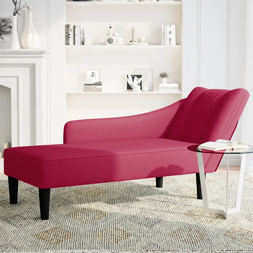 Sdraio con Bracciolo Destro in Velluto Rosso Vino 4009796