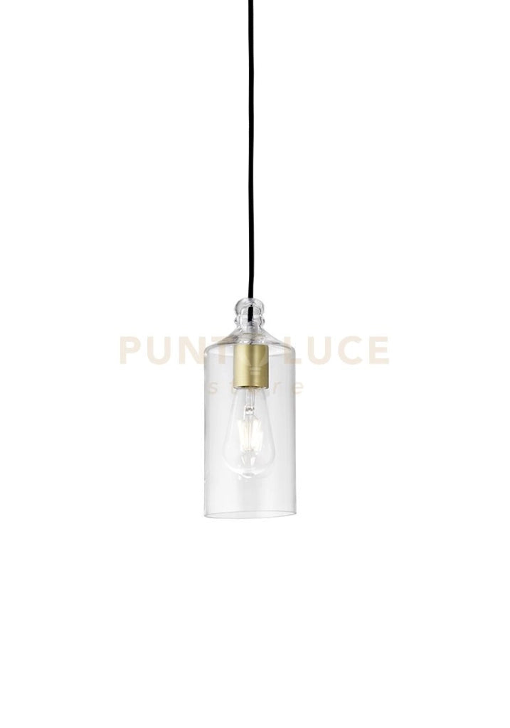 EBE SOSPENSIONE 1 LUCE DIFFUSORE IN VETRO TRASPARENTE ROSONE ORO ATTACCO E27